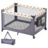 imageVEVOR Baby Travel Crib and Play Yard Folding Baby Playpen with Soft Mattress Pad Portable Toddlers Crib with Breathable Mesh and Travel Bag IndoorOutdoor Kid Activity Center for 036 Months Babies