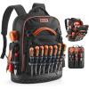 imageVEVOR Tool Backpack 64 Pockets Heavyduty Tools Storage Organizer Work Bags Backpack with Laptop Compartment ampamp Molded Base Electrician Jobsite Backpack for Electrician Repairman and HVAC Techs64 Pockets