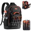 imageVEVOR Tool Backpack 65 Pockets Heavyduty Tools Storage Organizer Work Bags Backpack with Laptop Compartment ampamp Molded Base Electrician Jobsite Backpack for Electrician Repairman and HVAC Techs65 Pockets
