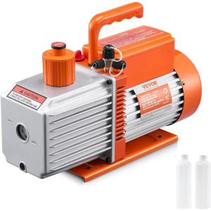 imageVEVOR 35 CFM Vacuum Pump 1Stage HVAC Vacuum Pump with Oil AC Vacuum Pump 134a 4Pole Pure Copper MotorLonger Running Time for Resin Degassing Refrigeration Maintenance Vacuum Package etc90 CFM 2Stage