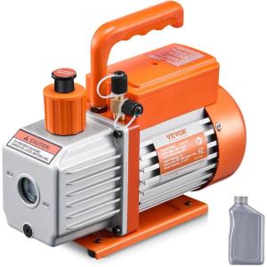 imageVEVOR 35 CFM Vacuum Pump 1Stage HVAC Vacuum Pump with Oil AC Vacuum Pump 134a 4Pole Pure Copper MotorLonger Running Time for Resin Degassing Refrigeration Maintenance Vacuum Package etc50 CFM 1Stage