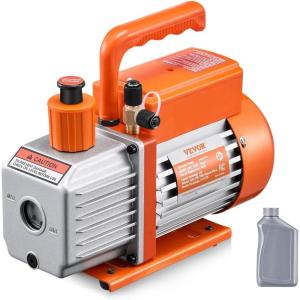 imageVEVOR 35 CFM Vacuum Pump 1Stage HVAC Vacuum Pump with Oil AC Vacuum Pump 134a 4Pole Pure Copper MotorLonger Running Time for Resin Degassing Refrigeration Maintenance Vacuum Package etc40 CFM 1Stage