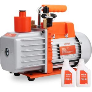 imageVEVOR 35 CFM Vacuum Pump 1Stage HVAC Vacuum Pump with Oil AC Vacuum Pump 134a 4Pole Pure Copper MotorLonger Running Time for Resin Degassing Refrigeration Maintenance Vacuum Package etc70 CFM 2Stage