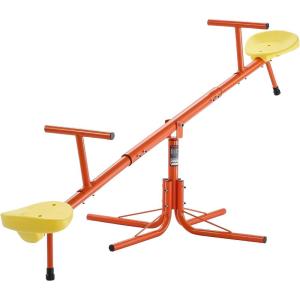 imageVEVOR Seesaw Teeter Totter for Kids Outdoor 100 lbs Load Capacity per Seat Sit and Spin Teeter Totter with 3Prong Support Legs Playground Equipment with Swiveling 360 Degrees Rotating for Aged 3Orange
