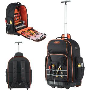 imageVEVOR Tool Backpack 65 Pockets Heavyduty Tools Storage Organizer Work Bags Backpack with Laptop Compartment ampamp Molded Base Electrician Jobsite Backpack for Electrician Repairman and HVAC Techs72 Pockets Rolling
