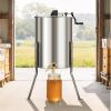 imageVEVOR 3 Frame Honey Extractor Stainless Steel Manual Beekeeping Extraction Honeycomb Drum Spinner with Transparent Lid Apiary Centrifuge Equipment with Height Adjustable Stand8 Frame Rack4 Deep Frames