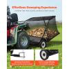 imageVEVOR Tow Behind Lawn Sweeper 48 in Pull Behind Yard Sweeper 26 cu ft Hopper Bag Capacity Leaf ampamp Grass Collector with Dumping Rope Adjustable Sweeping Height Garden Sweepers for Lawn Farm