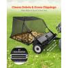 imageVEVOR Tow Behind Lawn Sweeper 48 in Pull Behind Yard Sweeper 26 cu ft Hopper Bag Capacity Leaf ampamp Grass Collector with Dumping Rope Adjustable Sweeping Height Garden Sweepers for Lawn Farm