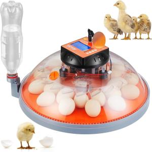 imageVEVOR 24 Egg Incubator Incubators for Hatching Eggs 360 Automatic Egg Turner with Temperature and Humidity Display 24 Eggs Poultry Hatcher with ABS Transparent Shell for Chicken Duck Quail24 Eggs Incubator