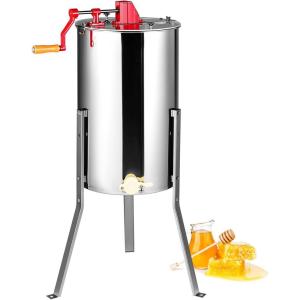 imageVEVOR 3 Frame Honey Extractor Stainless Steel Manual Beekeeping Extraction Honeycomb Drum Spinner with Transparent Lid Apiary Centrifuge Equipment with Height Adjustable Stand4 Frame Rack2 Deep Frames