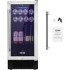 imageVEVOR 15 Beverage Refrigerator 96 Cans Under Counter Builtin or Freestanding Beer Fridge Blue LED Light Adjustable Shelves Child Lock ETL