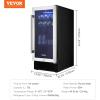 imageVEVOR 15 Beverage Refrigerator 96 Cans Under Counter Builtin or Freestanding Beer Fridge Blue LED Light Adjustable Shelves Child Lock ETL