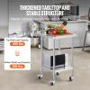imageVEVOR 24 x 30 x 40 Inch Stainless Steel Work Table Commercial Food Prep Worktable with Casters Heavy Duty Prep Worktable Metal Work Table with Adjustable Height for Restaurant Home and HotelWith Backsplash  Wheels