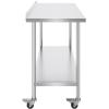 imageVEVOR 24 x 30 x 40 Inch Stainless Steel Work Table Commercial Food Prep Worktable with Casters Heavy Duty Prep Worktable Metal Work Table with Adjustable Height for Restaurant Home and HotelWith Backsplash  Wheels