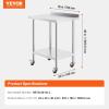 imageVEVOR 24 x 30 x 40 Inch Stainless Steel Work Table Commercial Food Prep Worktable with Casters Heavy Duty Prep Worktable Metal Work Table with Adjustable Height for Restaurant Home and HotelWith Backsplash  Wheels