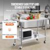 imageVEVOR 24 x 30 x 40 Inch Stainless Steel Work Table Commercial Food Prep Worktable with Casters Heavy Duty Prep Worktable Metal Work Table with Adjustable Height for Restaurant Home and HotelWith Backsplash  Wheels