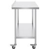imageVEVOR 24 x 30 x 40 Inch Stainless Steel Work Table Commercial Food Prep Worktable with Casters Heavy Duty Prep Worktable Metal Work Table with Adjustable Height for Restaurant Home and HotelWith Backsplash  Wheels