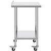 imageVEVOR 24 x 30 x 40 Inch Stainless Steel Work Table Commercial Food Prep Worktable with Casters Heavy Duty Prep Worktable Metal Work Table with Adjustable Height for Restaurant Home and HotelWith Backsplash  Wheels