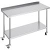 imageVEVOR 24 x 30 x 40 Inch Stainless Steel Work Table Commercial Food Prep Worktable with Casters Heavy Duty Prep Worktable Metal Work Table with Adjustable Height for Restaurant Home and HotelWith Backsplash  Wheels