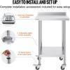 imageVEVOR 24 x 30 x 40 Inch Stainless Steel Work Table Commercial Food Prep Worktable with Casters Heavy Duty Prep Worktable Metal Work Table with Adjustable Height for Restaurant Home and HotelWith Backsplash  Wheels