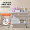 imageVEVOR 24 x 30 x 40 Inch Stainless Steel Work Table Commercial Food Prep Worktable with Casters Heavy Duty Prep Worktable Metal Work Table with Adjustable Height for Restaurant Home and HotelWith Backsplash  Wheels