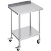 imageVEVOR 24 x 30 x 40 Inch Stainless Steel Work Table Commercial Food Prep Worktable with Casters Heavy Duty Prep Worktable Metal Work Table with Adjustable Height for Restaurant Home and HotelWith Backsplash  Wheels