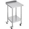 imageVEVOR 24 x 30 x 40 Inch Stainless Steel Work Table Commercial Food Prep Worktable with Casters Heavy Duty Prep Worktable Metal Work Table with Adjustable Height for Restaurant Home and HotelWith Backsplash  Wheels