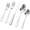 imageVEVOR 30Piece Silverware Set FoodGrade Stainless Steel Flatware Utensils Mirror Finished Cutlery Set Dishwasher Safe Eating Tableware for Kitchen Home Service for 6 Include Knife Fork SpoonSilver