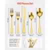 imageVEVOR 30Piece Silverware Set FoodGrade Stainless Steel Flatware Utensils Mirror Finished Cutlery Set Dishwasher Safe Eating Tableware for Kitchen Home Service for 6 Include Knife Fork SpoonGold