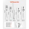 imageVEVOR 30Piece Silverware Set FoodGrade Stainless Steel Flatware Utensils Mirror Finished Cutlery Set Dishwasher Safe Eating Tableware for Kitchen Home Service for 6 Include Knife Fork SpoonStainless Steel
