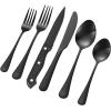 imageVEVOR 30Piece Silverware Set FoodGrade Stainless Steel Flatware Utensils Mirror Finished Cutlery Set Dishwasher Safe Eating Tableware for Kitchen Home Service for 6 Include Knife Fork SpoonBlack