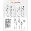 imageVEVOR 30Piece Silverware Set FoodGrade Stainless Steel Flatware Utensils Mirror Finished Cutlery Set Dishwasher Safe Eating Tableware for Kitchen Home Service for 6 Include Knife Fork SpoonStainless Steel