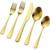 imageVEVOR 30Piece Silverware Set FoodGrade Stainless Steel Flatware Utensils Mirror Finished Cutlery Set Dishwasher Safe Eating Tableware for Kitchen Home Service for 6 Include Knife Fork SpoonGold