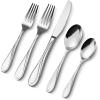 imageVEVOR 30Piece Silverware Set FoodGrade Stainless Steel Flatware Utensils Mirror Finished Cutlery Set Dishwasher Safe Eating Tableware for Kitchen Home Service for 6 Include Knife Fork SpoonSilver