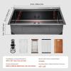 imageVEVOR 30quot Recessed Kitchen Sink Workstation 9quot Deep Top Mount Single Bowl Kitchen Sink 304 Stainless Steel Sink with Drain Rack Cutting Board and Rinse Grid for Home RV Bar Black 33INBlack