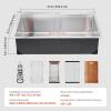 imageVEVOR 30quot Recessed Kitchen Sink Workstation 9quot Deep Top Mount Single Bowl Kitchen Sink 304 Stainless Steel Sink with Drain Rack Cutting Board and Rinse Grid for Home RV Bar Black 33INSilver