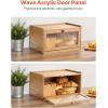 imageVEVOR Bread Box for Kitchen Counter Large Capacity Bamboo Bread Storage Container Farmhouse Wooden Breadbox Organizer for Homemade Bread Storage Holder Bin with Acrylic Wavy Door Panel Natural