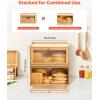 imageVEVOR Bread Box for Kitchen Counter Large Capacity Bamboo Bread Storage Container Farmhouse Wooden Breadbox Organizer for Homemade Bread Storage Holder Bin with Acrylic Wavy Door Panel Natural