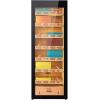 imageVEVOR Cigar Humidor Cabinet Handmade Spanish Cedar Wood Cigar Humidor for 100150 Cigars Glass Cigar Desktop Storage Case with Digital Hygrometer Humidifier Shelves and Handle Great Gift for MenBlack