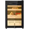 imageVEVOR Cigar Humidor Cabinet Handmade Spanish Cedar Wood Cigar Humidor for 100150 Cigars Glass Cigar Desktop Storage Case with Digital Hygrometer Humidifier Shelves and Handle Great Gift for MenBlack