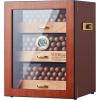 imageVEVOR Cigar Humidor Cabinet Handmade Spanish Cedar Wood Cigar Humidor for 100150 Cigars Glass Cigar Desktop Storage Case with Digital Hygrometer Humidifier Shelves and Handle Great Gift for MenSapele