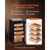 imageVEVOR Cigar Humidor Cabinet Handmade Spanish Cedar Wood Cigar Humidor for 100150 Cigars Glass Cigar Desktop Storage Case with Digital Hygrometer Humidifier Shelves and Handle Great Gift for MenBlack