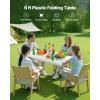 imageVEVOR Folding Table 4 Ft Heavy Duty Portable FoldinHalf Utility Table Indoor Outdoor Plastic Rectangle Table with Adjustable Height and Built in Handle for Party Dining Picnic Camping WhiteWhite