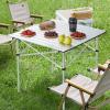 imageVEVOR Folding Table 4 Ft Heavy Duty Portable FoldinHalf Utility Table Indoor Outdoor Plastic Rectangle Table with Adjustable Height and Built in Handle for Party Dining Picnic Camping WhiteSilver