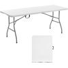 imageVEVOR Folding Table 4 Ft Heavy Duty Portable FoldinHalf Utility Table Indoor Outdoor Plastic Rectangle Table with Adjustable Height and Built in Handle for Party Dining Picnic Camping WhiteWhite