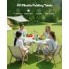 imageVEVOR Folding Table 4 Ft Heavy Duty Portable FoldinHalf Utility Table Indoor Outdoor Plastic Rectangle Table with Adjustable Height and Built in Handle for Party Dining Picnic Camping WhiteWhite