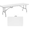 imageVEVOR Folding Table 4 Ft Heavy Duty Portable FoldinHalf Utility Table Indoor Outdoor Plastic Rectangle Table with Adjustable Height and Built in Handle for Party Dining Picnic Camping WhiteWhite