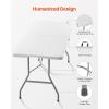 imageVEVOR Folding Table 4 Ft Heavy Duty Portable FoldinHalf Utility Table Indoor Outdoor Plastic Rectangle Table with Adjustable Height and Built in Handle for Party Dining Picnic Camping WhiteWhite