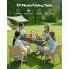 imageVEVOR Folding Table 4 Ft Heavy Duty Portable FoldinHalf Utility Table Indoor Outdoor Plastic Rectangle Table with Adjustable Height and Built in Handle for Party Dining Picnic Camping WhiteBlack