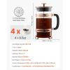 imageVEVOR French Press Coffee Maker 34 Ounce 1 Liter Borosilicate Glass Coffee Press Tea Maker with Stainless Steel Filter Large Glass French Presses Cold Brew for Camping Travel Home Kitchen SilverCopper